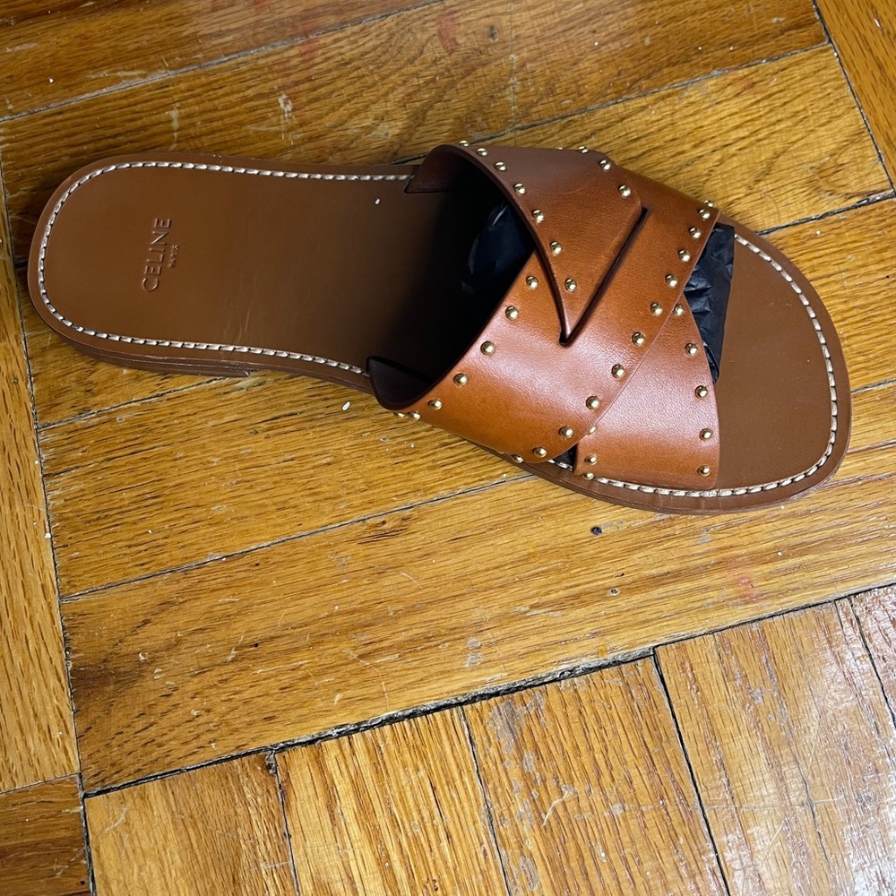 Celine Criss Cross Slides with Studs - Picture 3 of 5